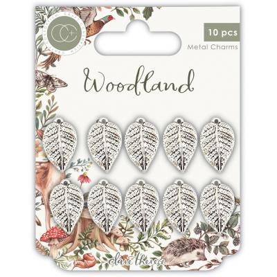 Craft Consortium Woodland Metal Charms - Silver Leaf